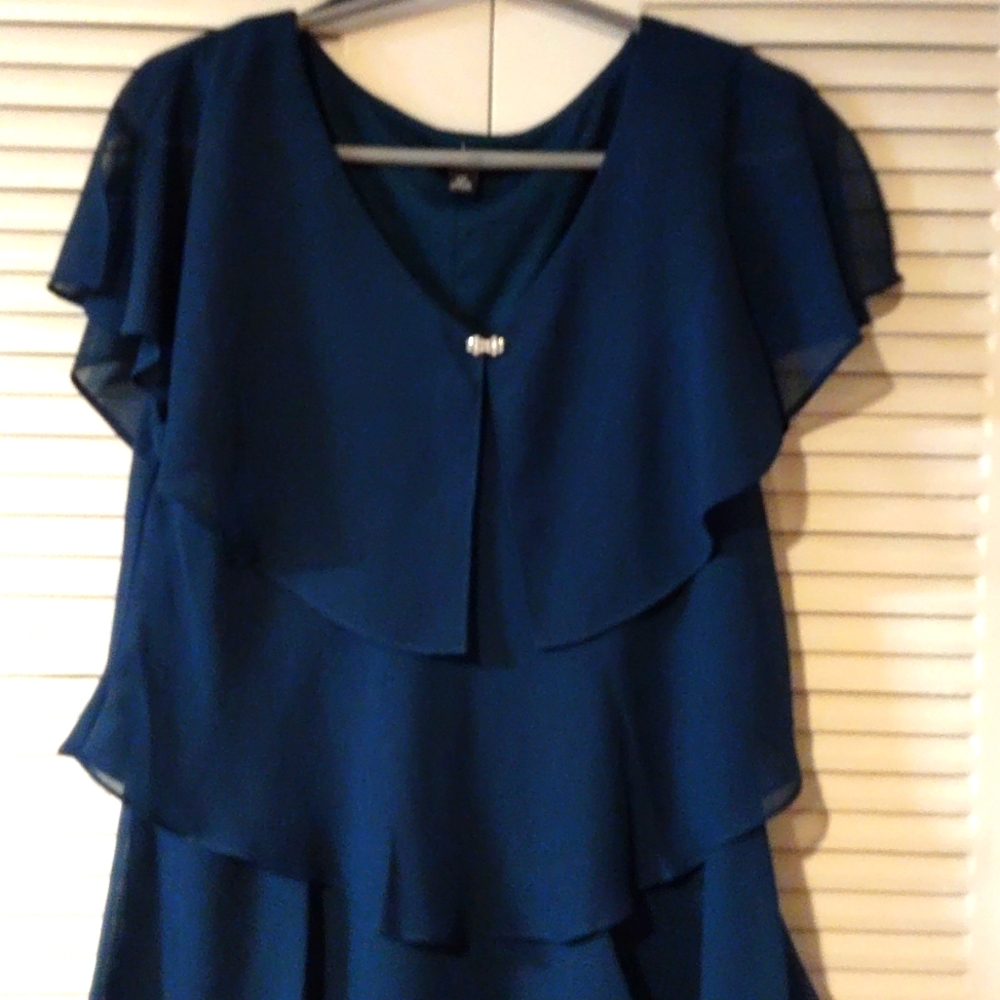 Dark Teal Layered Chiffon Dress
